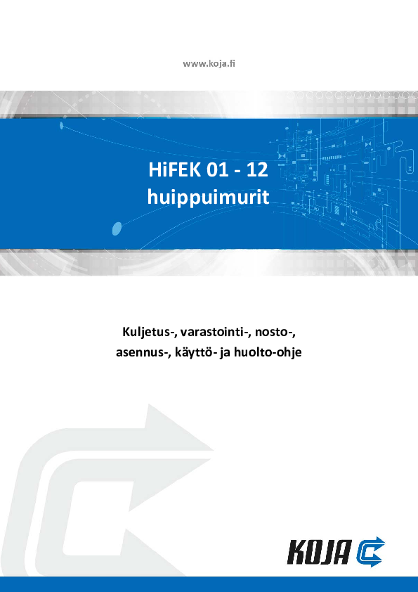 HiFEK 01-12 - Asennus-, käyttö- ja huolto-ohje