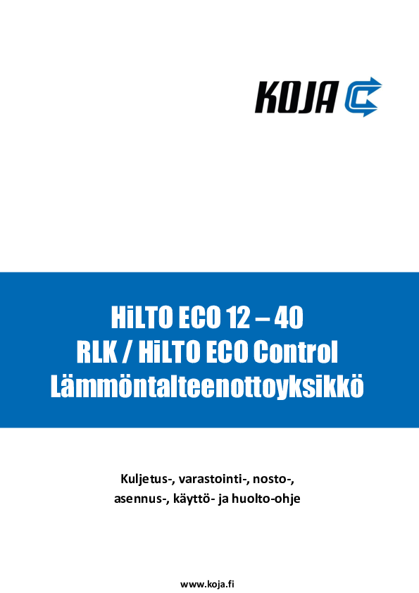 HiLTO ECO 12-40 (RLK – HiLTO ECO Control) - Asennus-, käyttö-, ja huolto-ohje