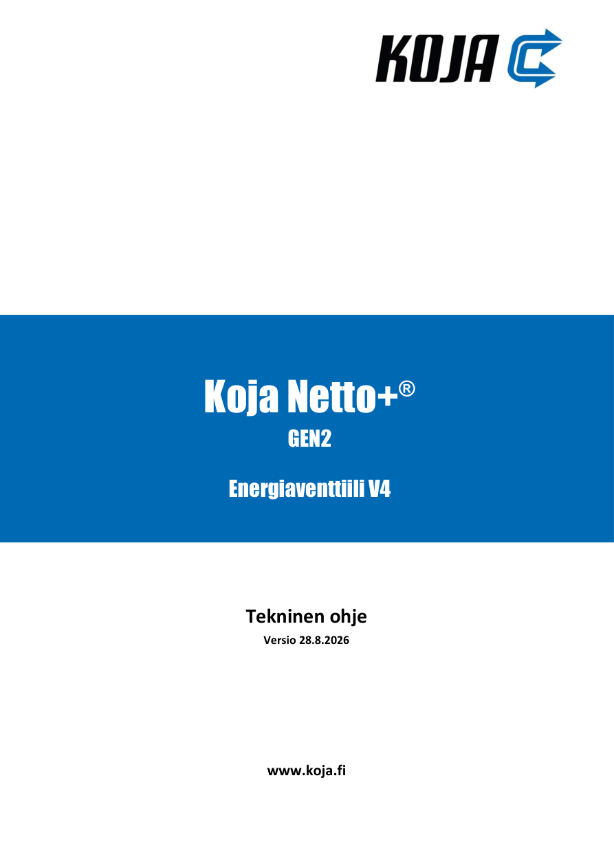 Koja Netto+® GEN2 - Tekninen ohje