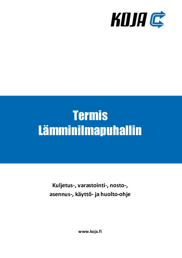 Termis - Kuljetus-, varastointi-, nosto-, asennus-, käyttö- ja huolto-ohje