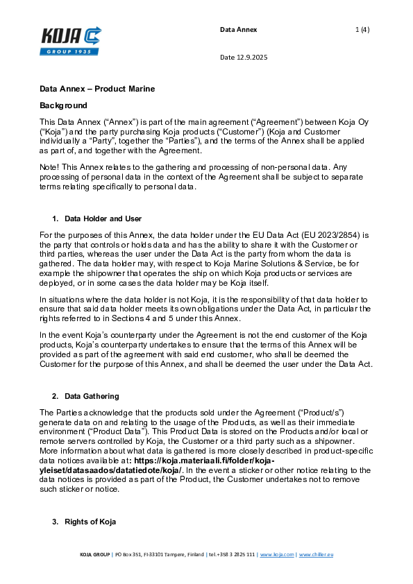 Koja Data Annex Marine Product