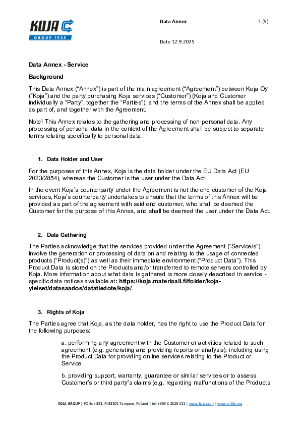 Koja Data Annex Service