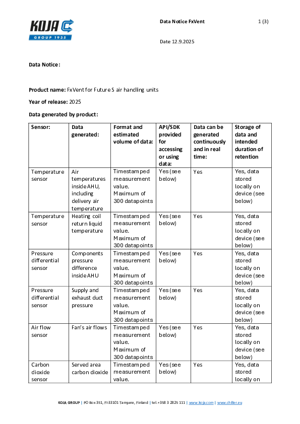 Koja Data Notice FxVent