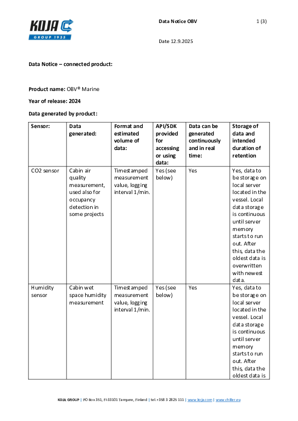 Koja Data Notice OBV
