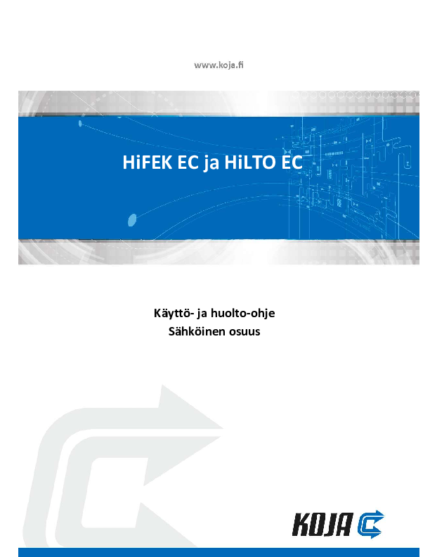 HiFEK EC ja HiLTO EC - Käyttö- ja huolto-ohje, sähköinen osuus